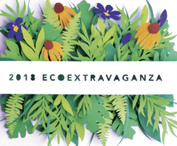 2018 ecoextravaganza invitation made from cut paper leaves and flowers