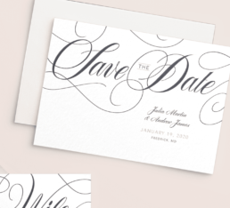 classic, black tie, script, lettering wedding invitation, save the date, and rsvp