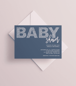 baby shower invitation custom letters built out of illustrated baby icons