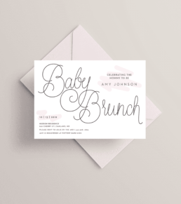 baby shower brunch invitation with script hand-lettering