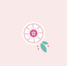 floral illustrated icon with pink background