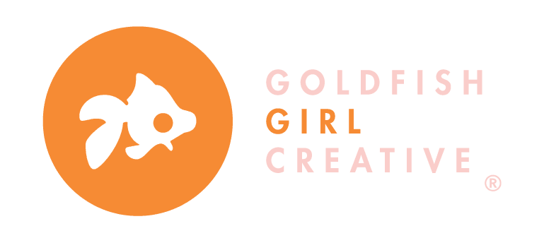 the goldfish girl creative logo for light backgrounds with the registration mark