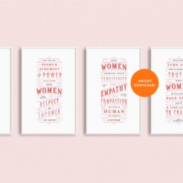 badass women downloadable quote art print collection with red and pink hand-lettering to empower the female community