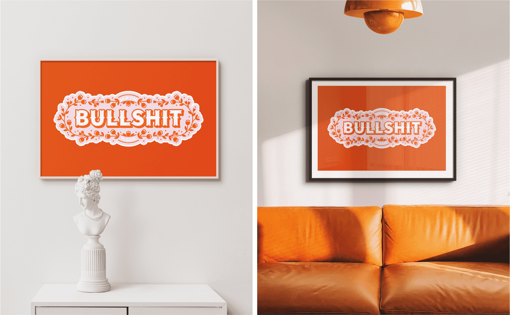 downloadable art print with flowers and hand-lettering for women that says skip the bullshit please